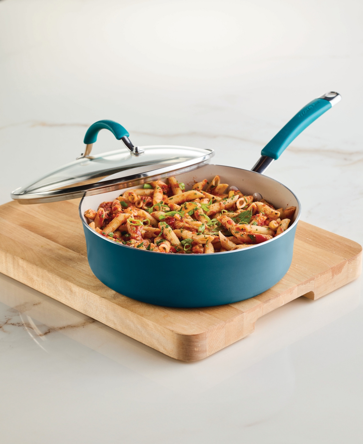 Rachael Ray Cucina Ceramic Nonstick 3-quart Saute Pan With Lid In Marine Blue
