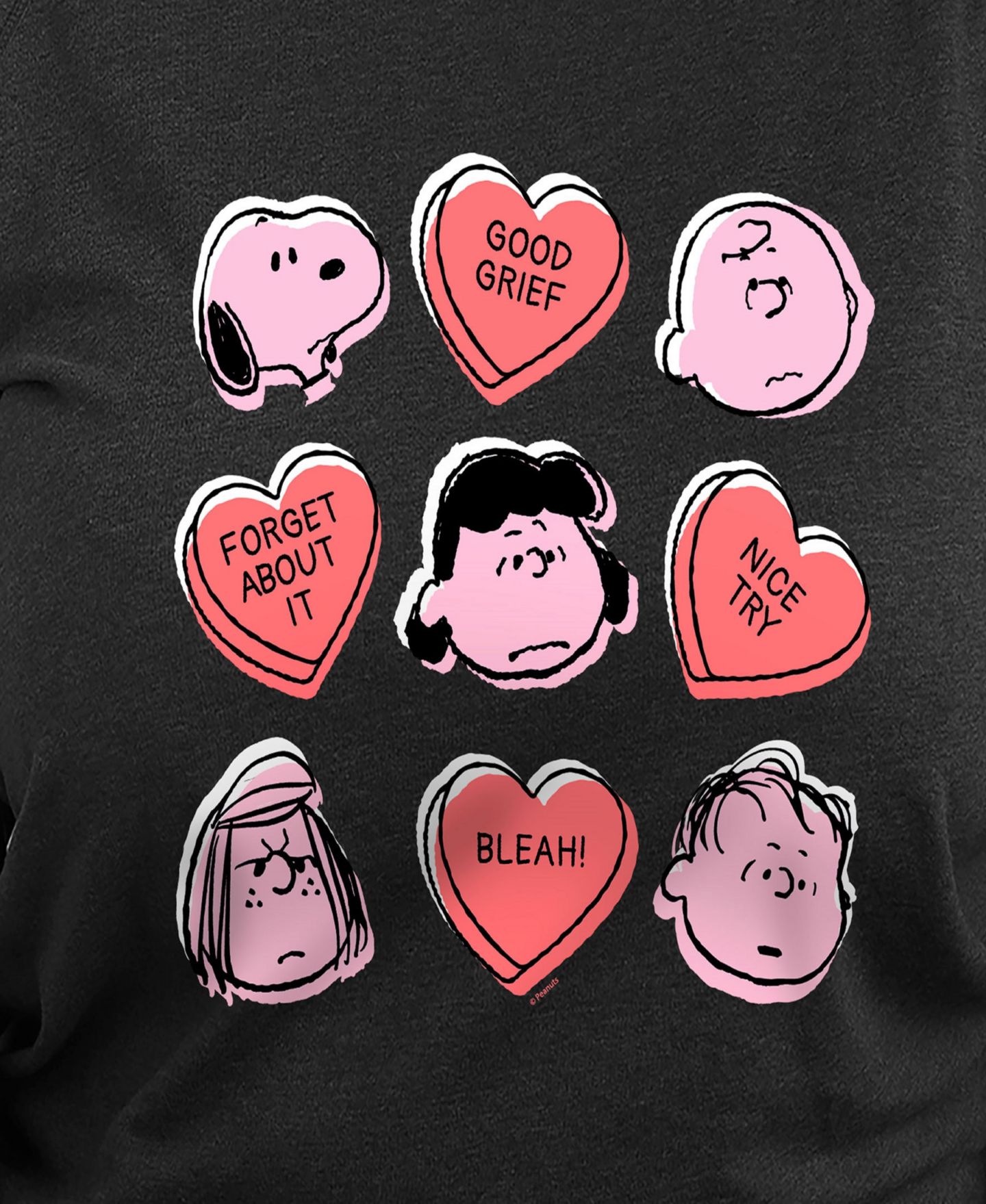 Женский топ Hybrid Apparel Plus Size Peanuts Valentines Day Candy Hearts Graphic Crew Neck, цвет: Чёрный — фото 3