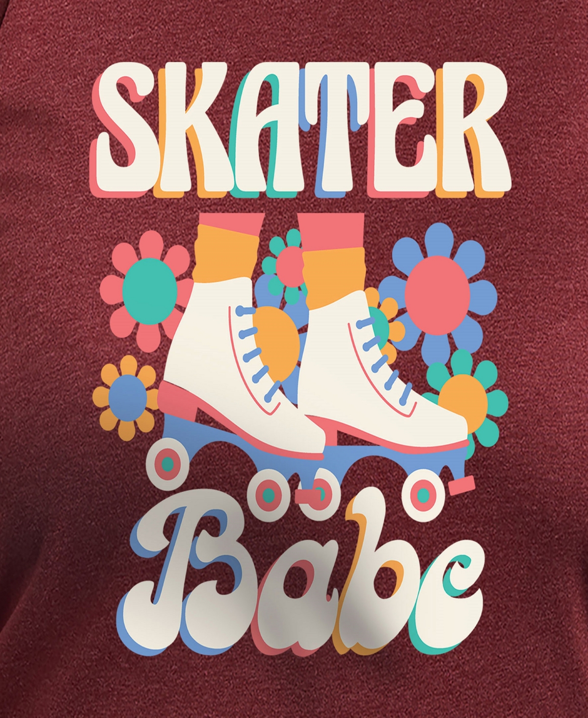 Hybrid Apparel Plus Size Skater Babe Graphic Crew Neck Top In Red