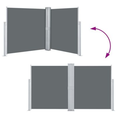 Side Awning Anthracite Polyester with PU coating 55.1x236.2 in