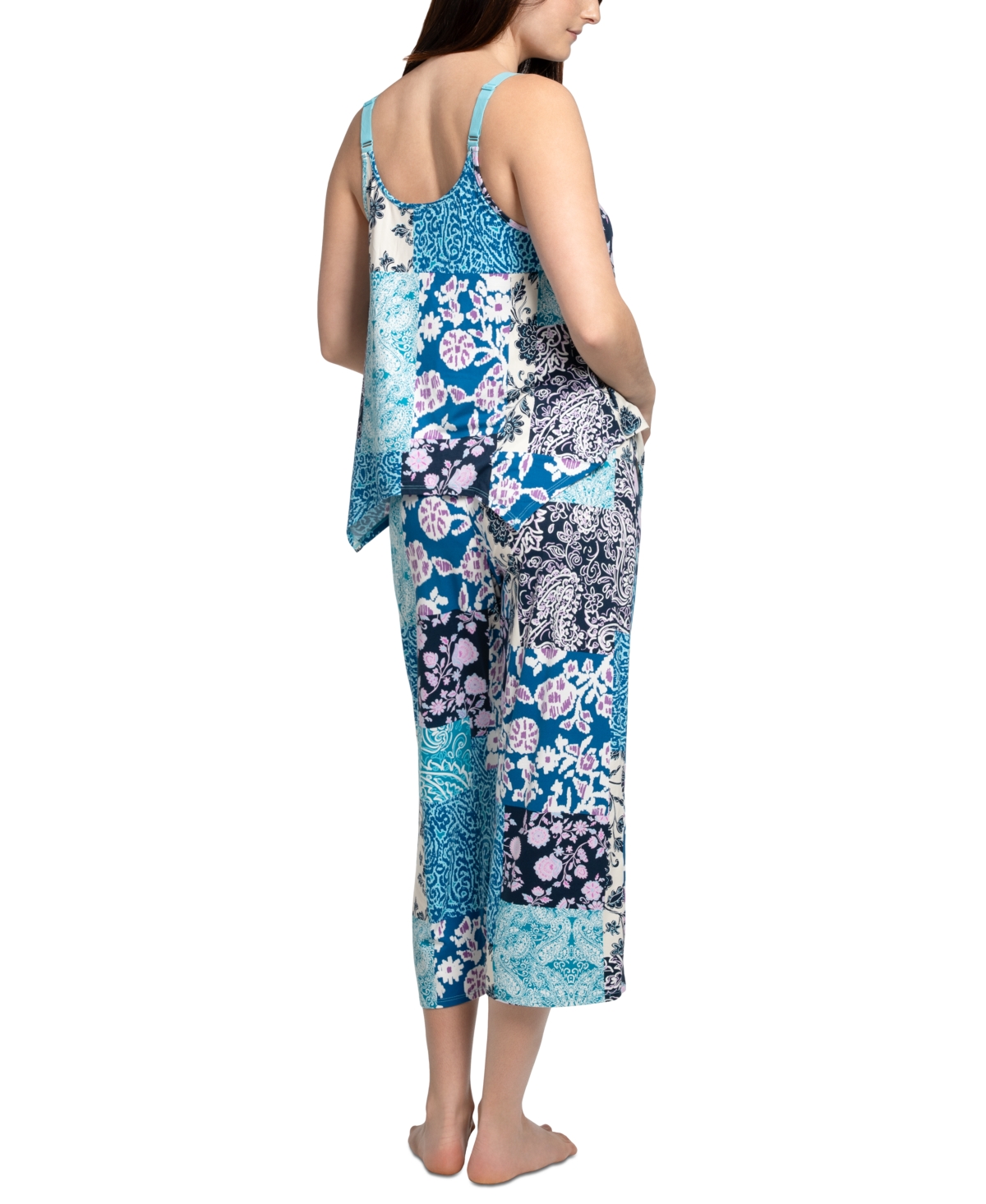 Linea Donatella Women's Maliah Knit Cropped Pants Pajama Set In Patchwork