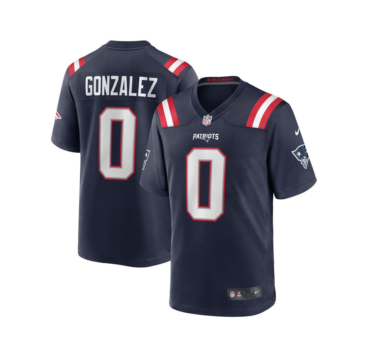 Men's Christian Gonzalez Navy New England Patriots Team Game Jersey