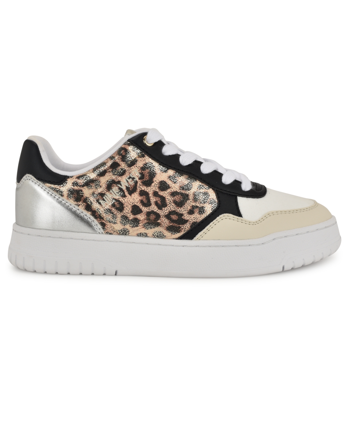 Shop Nine West Women's Nenya Lace-up Sneakers In Gold Leopard Shimmer
