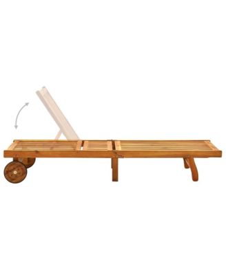 Sunlounger Natural Wood Solid Acacia Wood