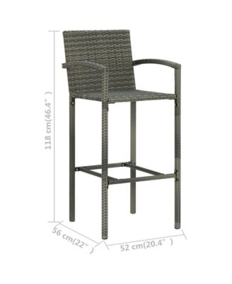 Bar Stools 4 pcs Gray Poly Rattan