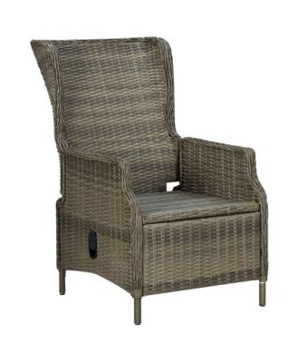 Reclining Patio Chair with Footstool Poly Rattan Brown