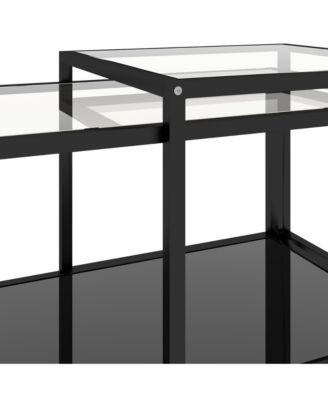Tea Tables 2 pcs Tempered Glass Black