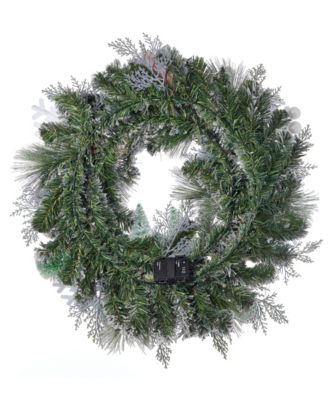 26" Pre-Lit Snowy Cottage Wreath