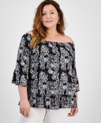 Style & Co - Plus Size Runway Floral Convertible Top
