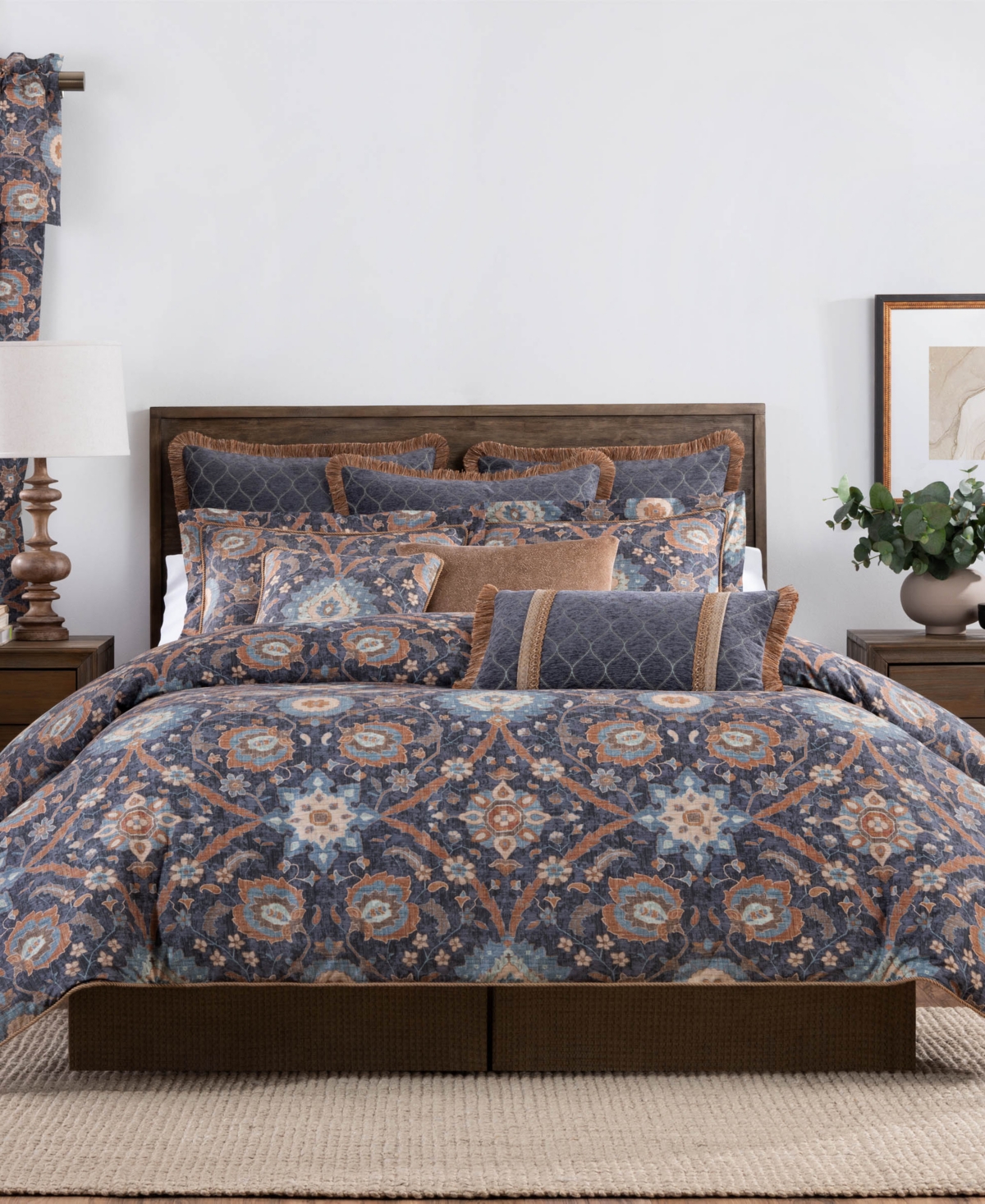 Rose Tree Harlow Jacobean Print 4-pc. Comforter Set, King In Blue