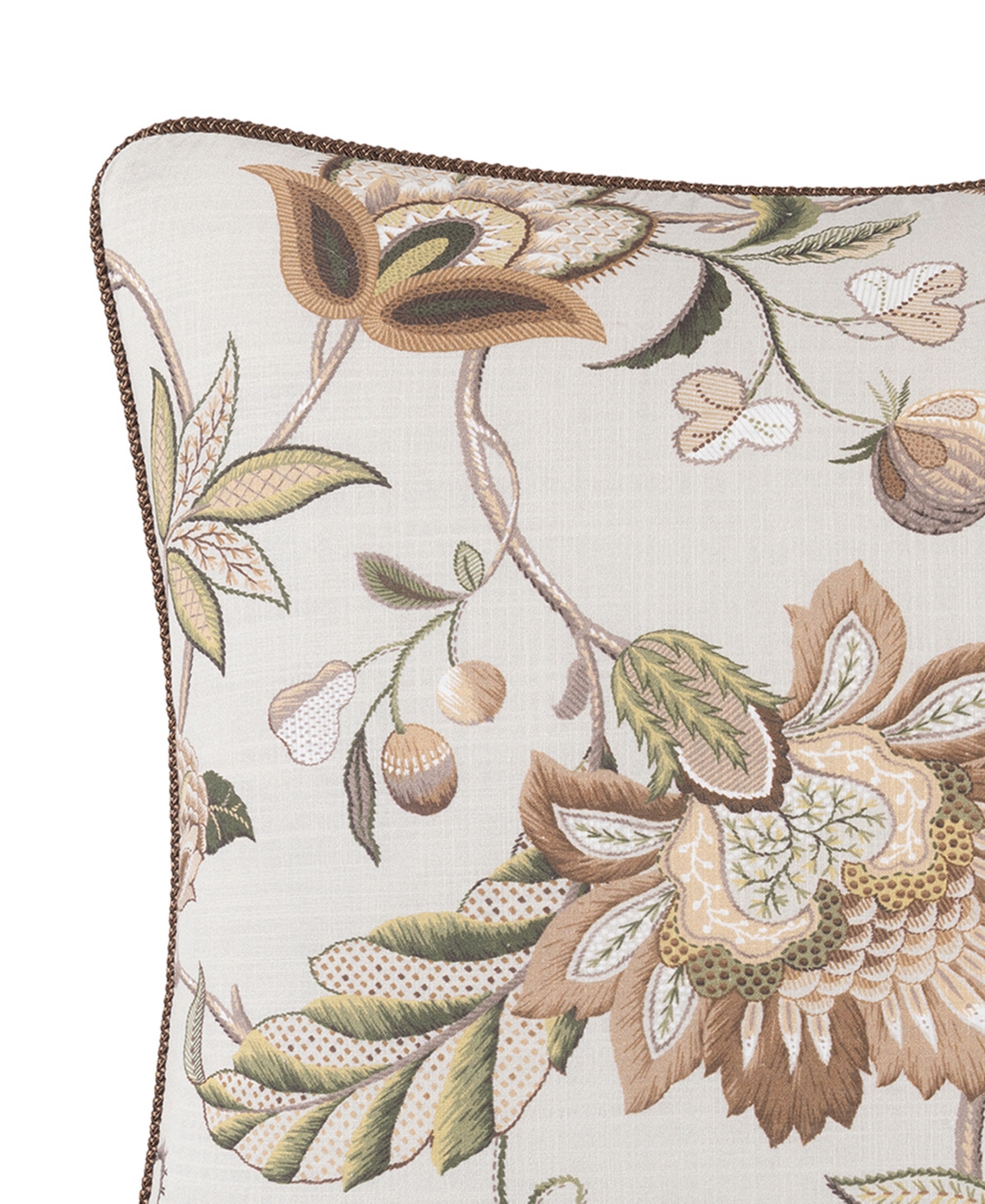Rose Tree Esmeralda Jacobean Print Decorative Pillow, 18" X 18" In Sage