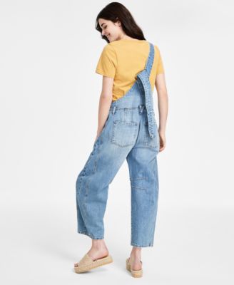 Women's Cotton Denim Barrel-Leg Overalls