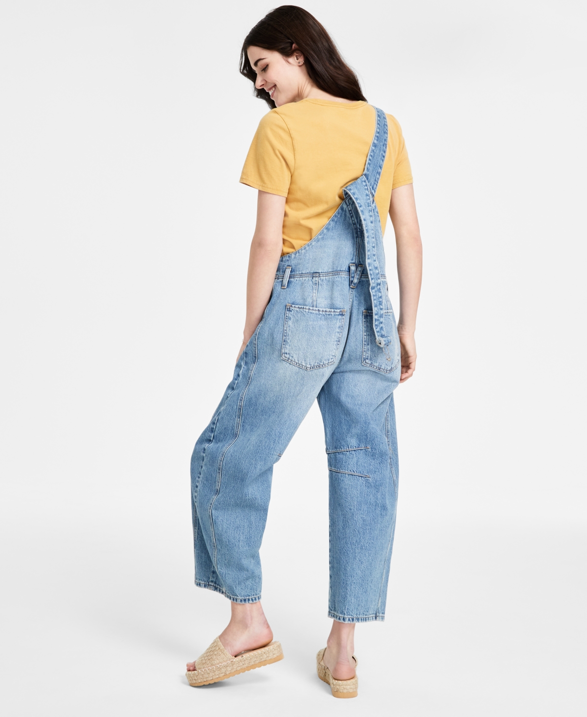 LUCKY BRAND WOMEN'S COTTON DENIM BARREL-LEG OVERALLS 