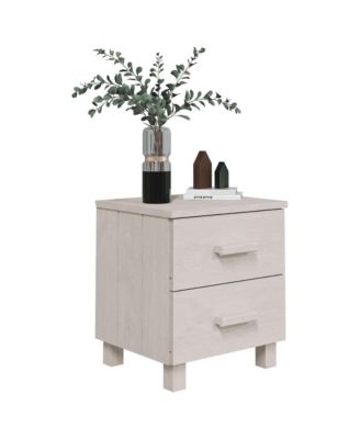 Bedside Cabinet HAMAR White 15.7"x13.8"x17.5" Solid Pinewood