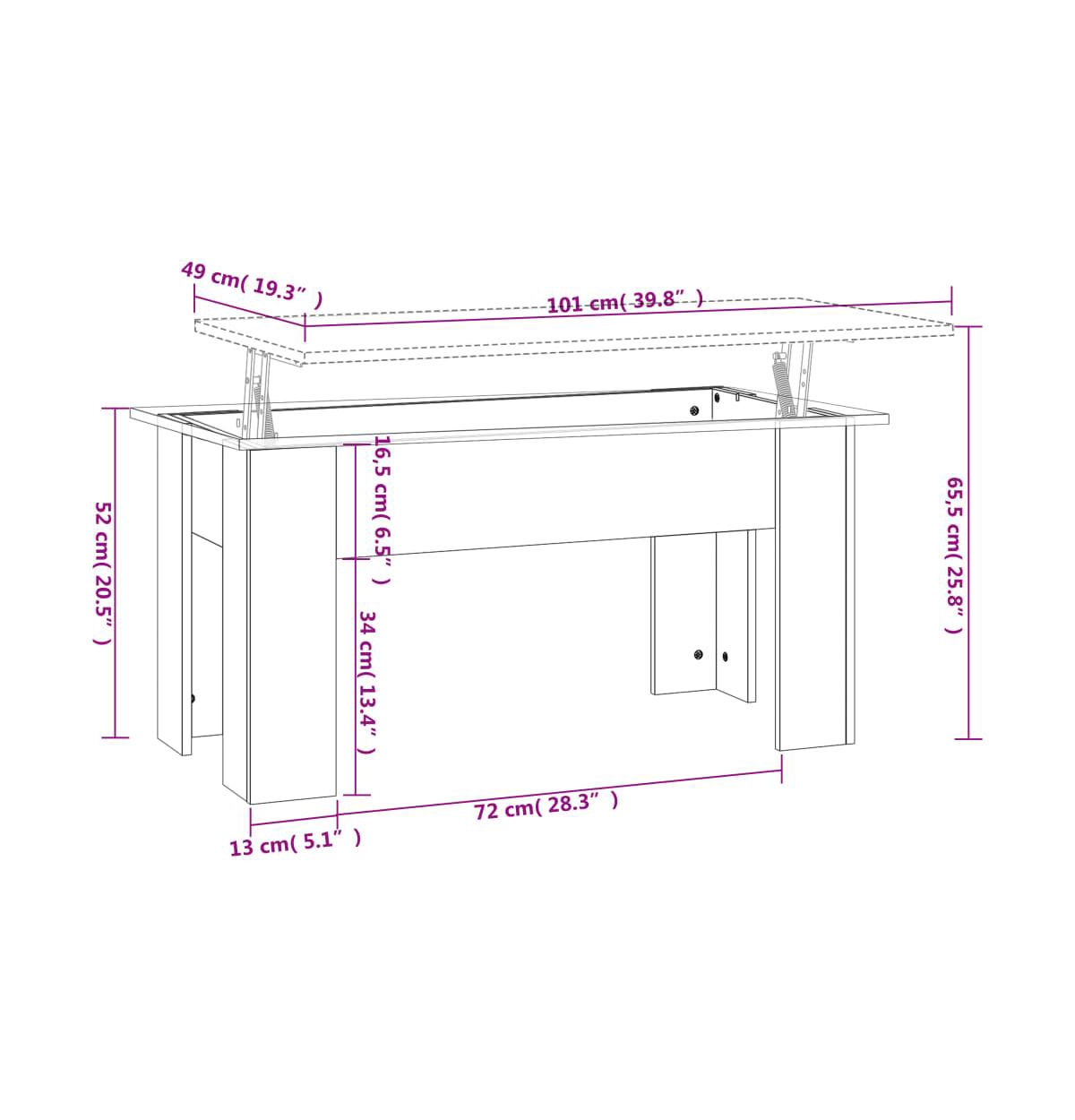 vidaXL Coffee Table Sonoma Oak 39.8