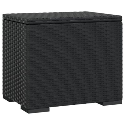 Ottoman with Cushion Black 15.7"x11.8"x15.7" Poly Rattan