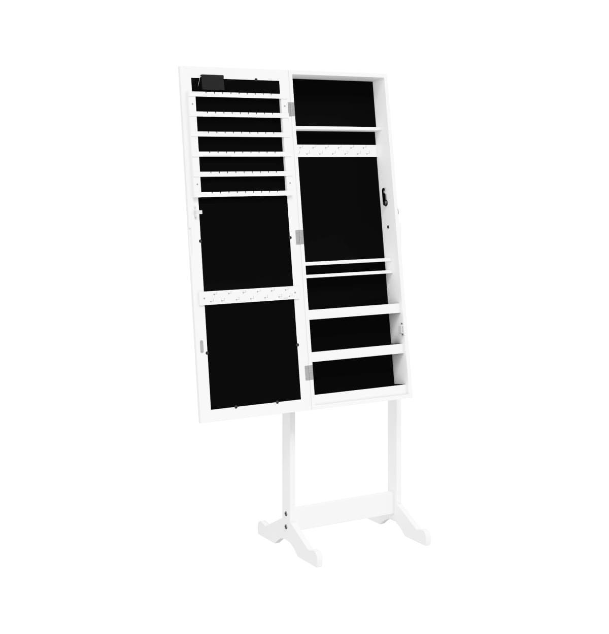 vidaXL Mirror Jewellery Cabinet with Led Lights Free Standing- White