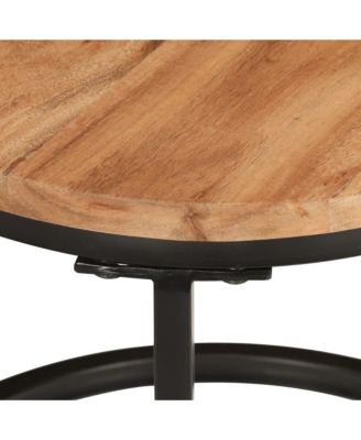 Nesting Table Set of 3 Natural wood and black