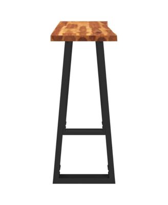 Console Table Natural Wood and Black Solid Acacia Wood