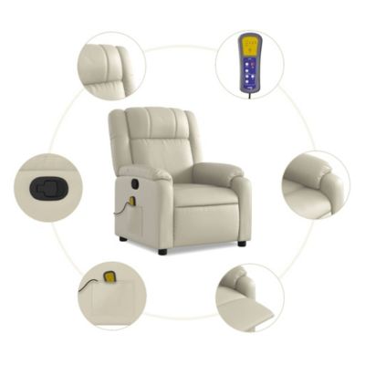 1 PC Cream Faux Leather Massage Recliner Chair