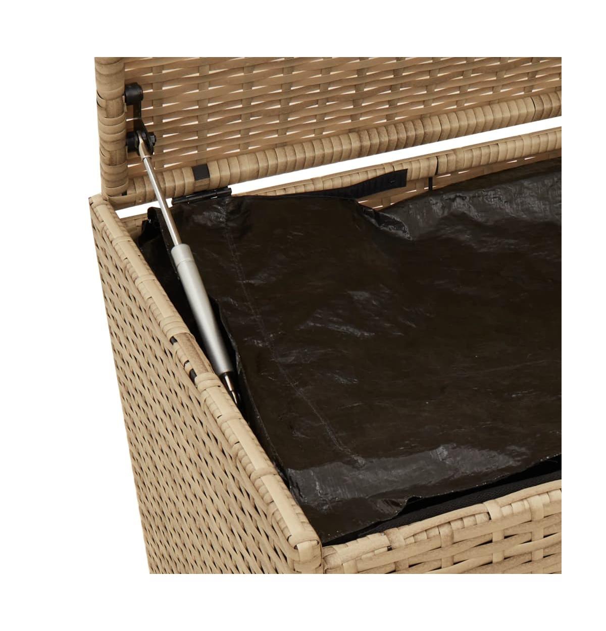 vidaXL Garden Storage Box with Wheels Mix Beige 74.8 Gal Poly Rattan