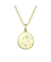 Genevive Sterling Silver 14K Gold Plated Cubic Zirconia Pendant - Gold
