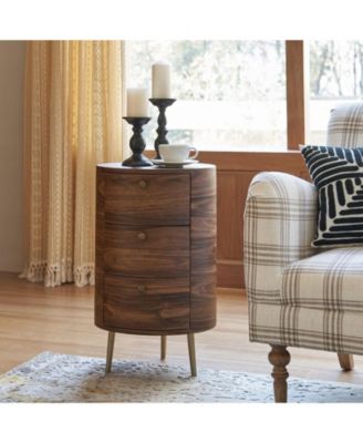 Cavinato Contemporary 26'' Tall Drum 3 - Drawer End Table with Metal Legs