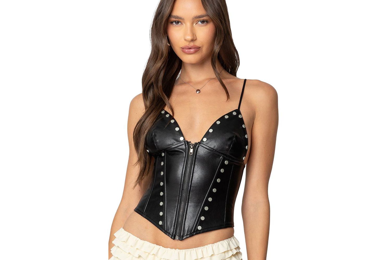 Women's Studded Faux Leather Corset