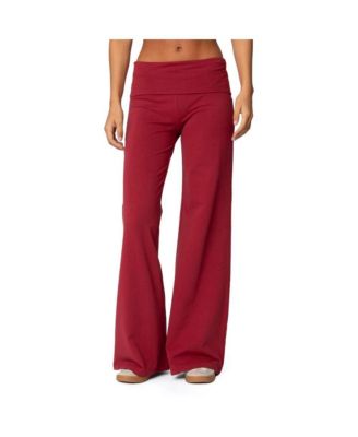 Womens Wide Leg Fold Over Pants