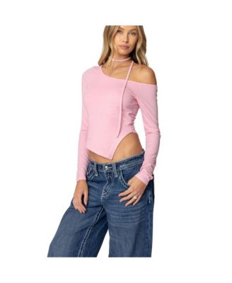 Womens Asymmetric Two Piece Choker Top