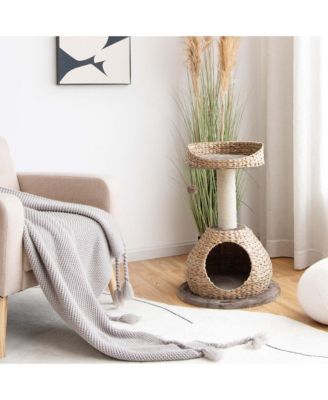 28'' Hand-Made Cat Tree Tower Natural Bowl Shaped w/Perch