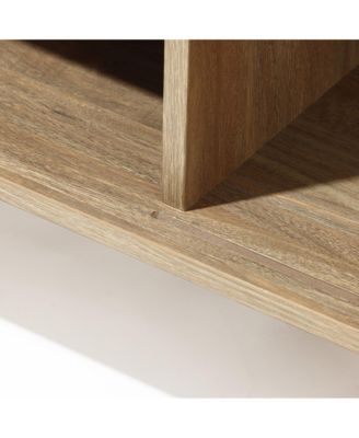 Mid-Century Modern 2-Door 55.1-Inch Wide TV Console with Slatted Slidng Doors