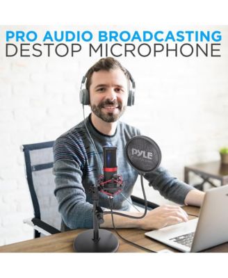 USB Computer Microphone Kit with Shock Mount, Pop Filter, and Desktop Stand for Streaming and Recording