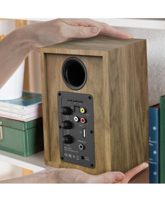 Hi-Fi Home Bookshelf Monitor Speakers, Bluetooth Desktop Studio System with Remote Control, 60W MAX