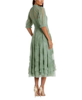 Women's High Neck Puff Sleeve Ruffle Tiered Dress