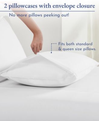 100% Organic Cotton Pillow Cases Queen/Standard Set Of 2, Soft & Breathable Percale Cotton Pillowcases with Envelope Closure by California Design Den