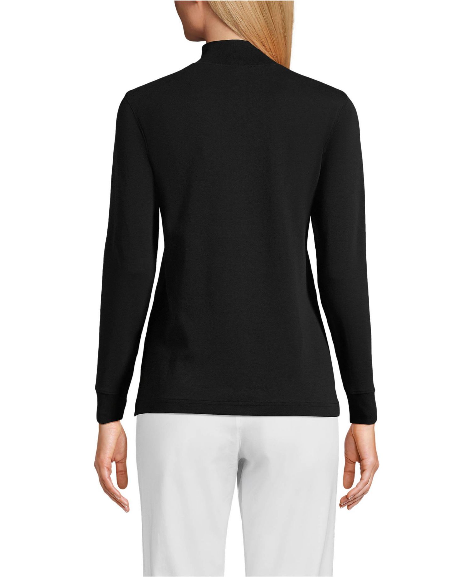 Women's School Uniform Tall Relaxed Cotton Long Sleeve Mock Turtleneck