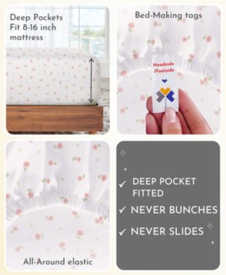 Printed 400 Thread Count Cotton 4 Piece Sheet Set, Queen