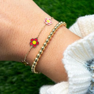 Large Gold Ball Bead Bracelet 14K Gold