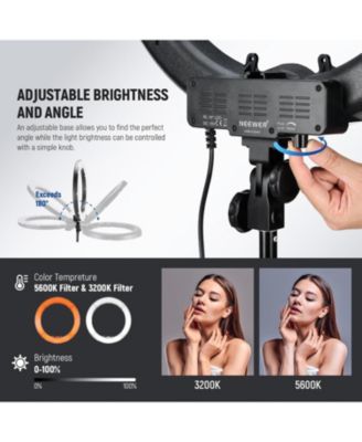 Ring Light 18inch Kit: 55W 5600K Professional LED with Stand and Phone Holder, Soft Tube & Bag for Tattoo Lash Extension Barber Makeup Artist Studio Video Photography Lighting, RL-18