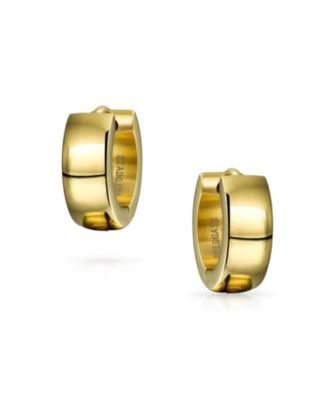 Simple Basic Polished Round Huggie Hoop Kpop Earrings Stainless Steel