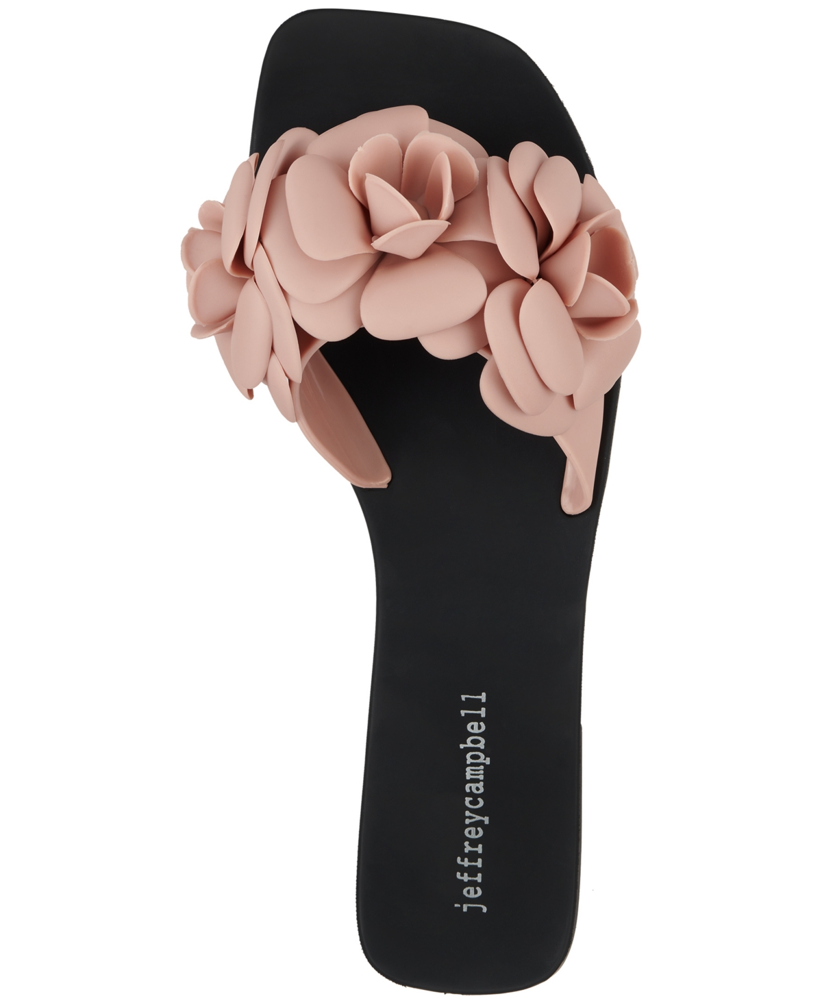 Jeffrey Campbell Floralee Floral Jelly Slide Sandals In Beige Matte,black Matte