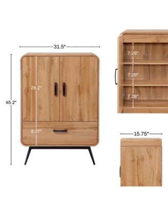 2-Door 1-Drawer with Soft Close Buffet Cabinet with Black Metal Legs