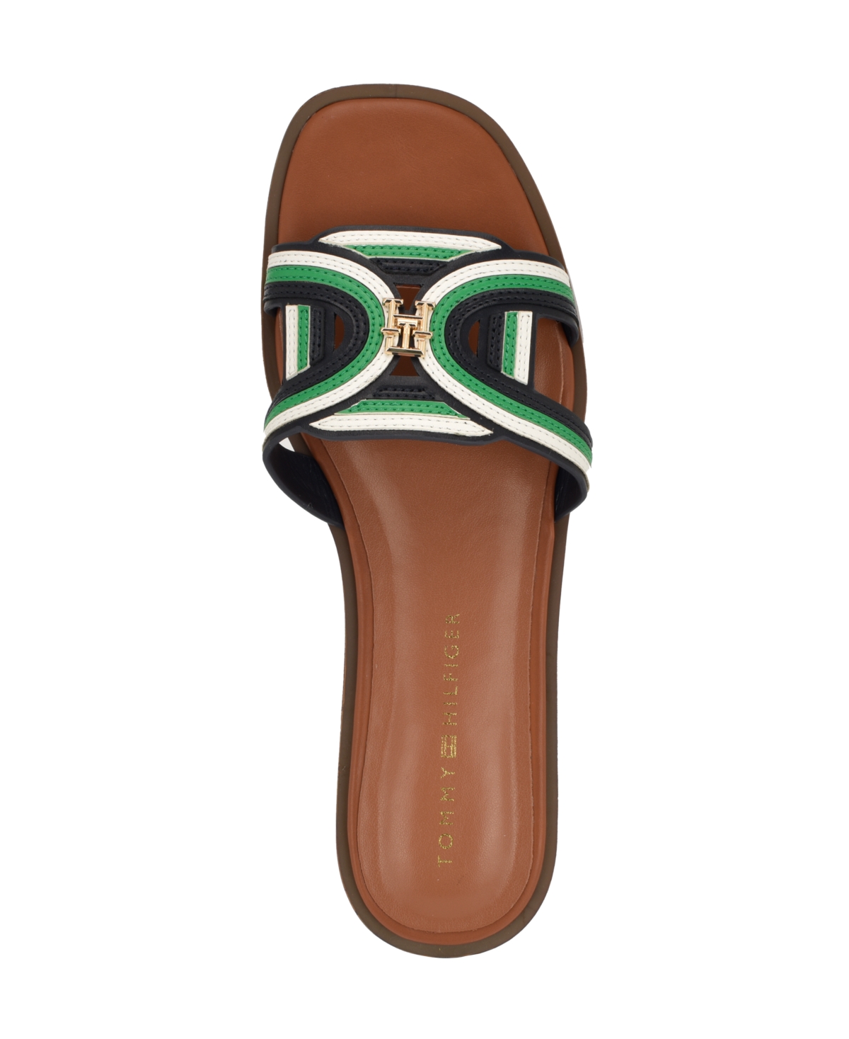 Tommy Hilfiger Women's Tressi Logo Flat Slide Sandals In Green,navy