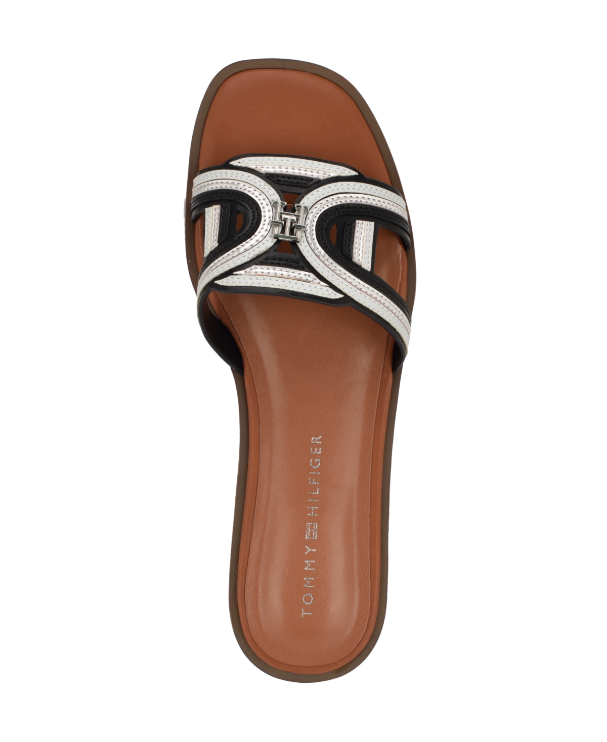 Tommy Hilfiger Tressi Slide Sandal In Black,silver