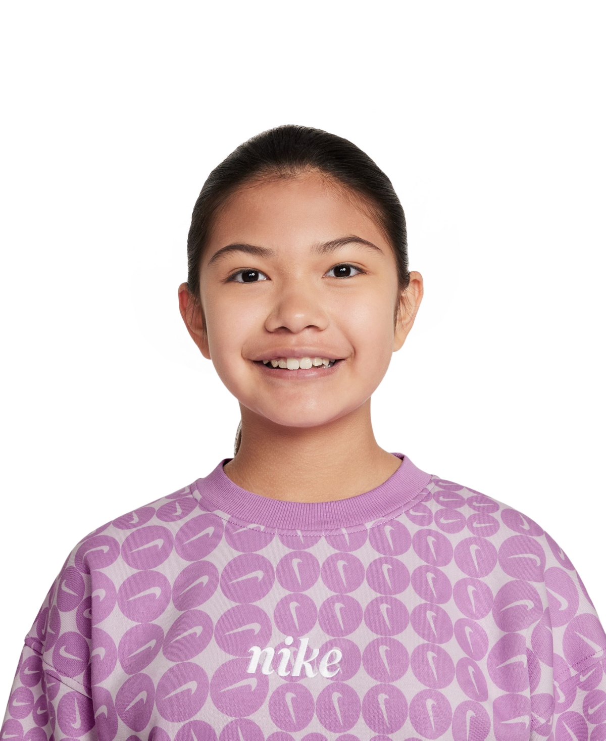 Nike Big Girls Sportswear Club Fleece Oversized Crewneck Sweatshirt In Pink