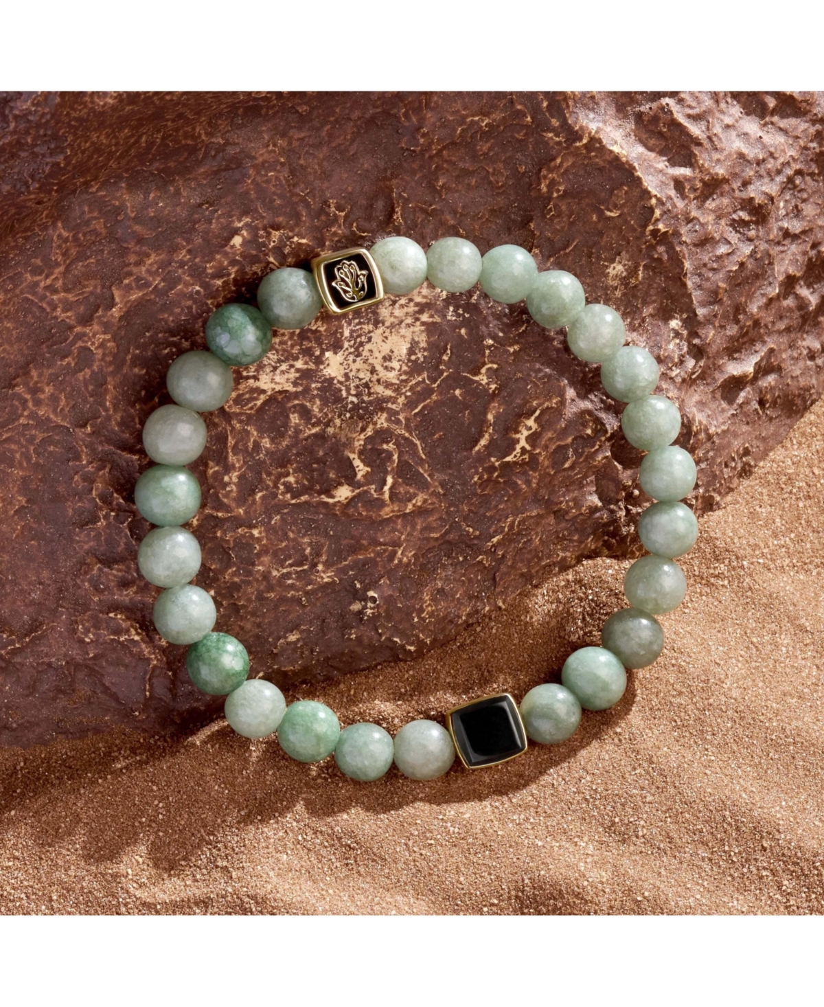 Abundant Support Jade Onyx Hamsa Bracelet - Green