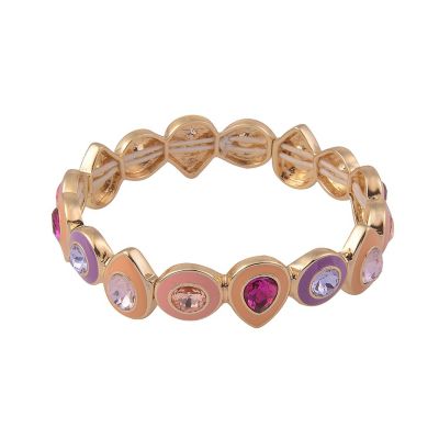 Mutli Colored Enamel and Stone Stretch Bracelet