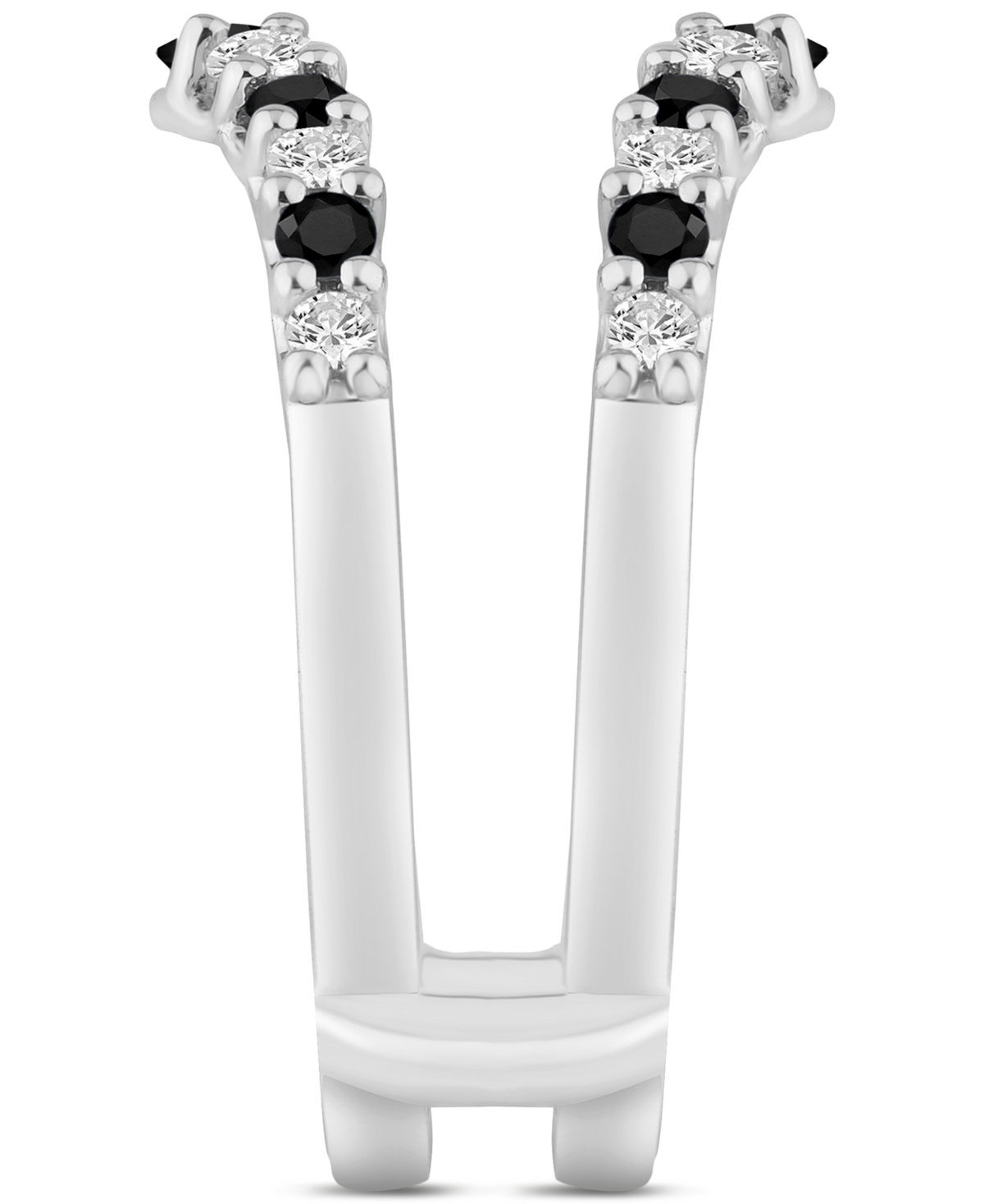 Macy's Black Diamond & White Diamond Ring Guard Enhancer (1-1/10 Ct. T.w.) In 14k White Gold In White Gold
