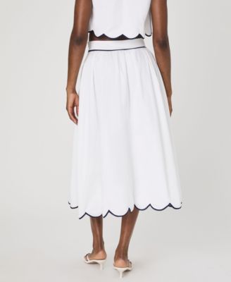 Women's Alexis Cotton Scallop Midi Skirt